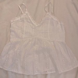 White flowered lace, flowy top, size small.